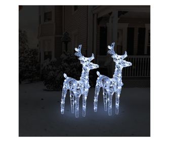 Božićni sobovi, 2 kom., hladno bijelo, 80 LED svjetala, akril