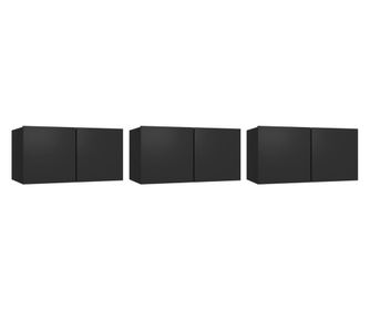 Viseče TV omarice 3 kosi črne 60x30x30 cm