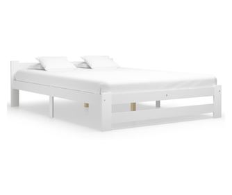 Ágykeret, fehér, 140 x 200 cm, tömör fenyőfa