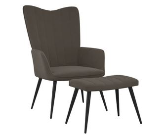 Sedežna garnitura z taburejem, temno siva, žamet