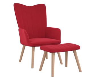 Sedež za sprostitev s taburejem, vino rdeče, žamet