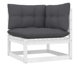 Vrtni kutni kauč s jastucima antracit, masivno borovo drvo