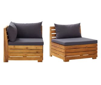 Set namještaja za vrt s jastucima, 2 komada, masivno drvo akacije