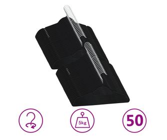 Set protukliznih vješalica, 50 kom., crna, baršun