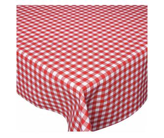 Fata de masa tip musama Pufo Classic , 120 x 140 cm, alb/rosu