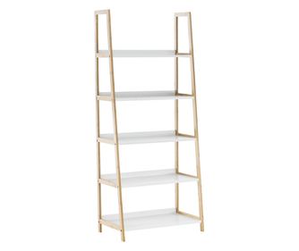 Polc 5 polc mdf natúr fehér bambusz Koen 63x36x149 cm