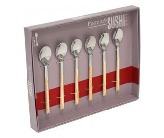 Set 6 lingurițe pentru desert sau cafea, Sushi Moka Birch