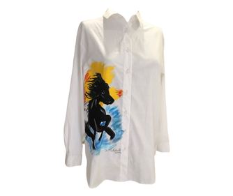 Camasa pictata manual "Black Horse", alb, XXL