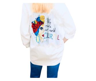Camasa pictata manual "We make our world Colorful", alb, XXL