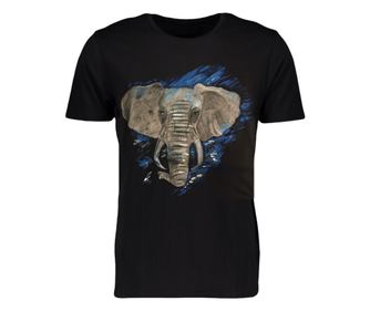 Tricou pictat manual "Elefant", negru, XS