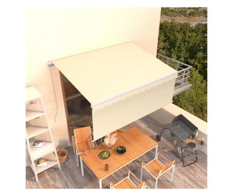 Copertină retractabilă manual cu stor, crem, 3x2,5 m