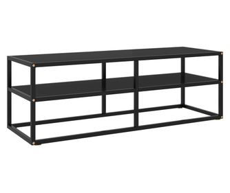 Crna TV komoda s crnim staklom, 120 x 40 x 40 cm
