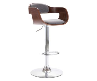 Bar stol, vezan les in siva tekstilna materiala