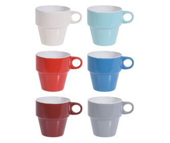 Set 6 cani cu suport Excellent Houseware, portelan, 8x9 cm, multicolor