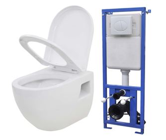 Závěsná toaleta s podomítkovou nádržkou bílá keramická