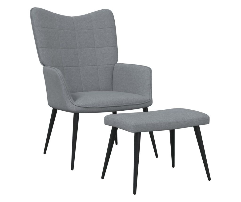 Stolica za opuštanje s taburetom, svijetlosiva, tekstil