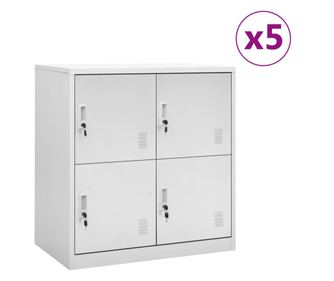 5 db világosszürke acél zárható szekrény 90 x 45 x 92,5 cm