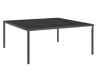 Vrtni blagovaonski stol antracit 170x170x72 cm čelik i staklo