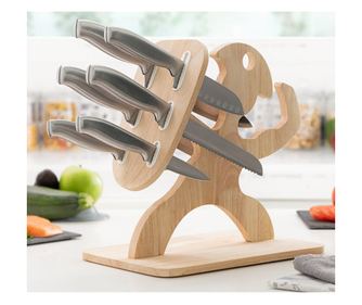 Set de cutite cu suport din lemn soldat spartan 7 piese