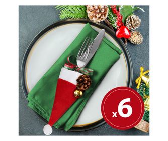 Decor tacamuri de Craciun – Palarie de Mos Craciun – 17 cm – 3 tipuri – 6 buc./pachet