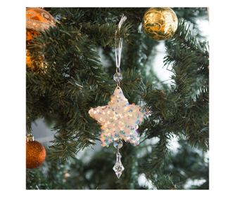 Ornament pentru bradul de Craciun – stea- irizat, acrilic – cu agatatoare – 2 forme: fulg si stea