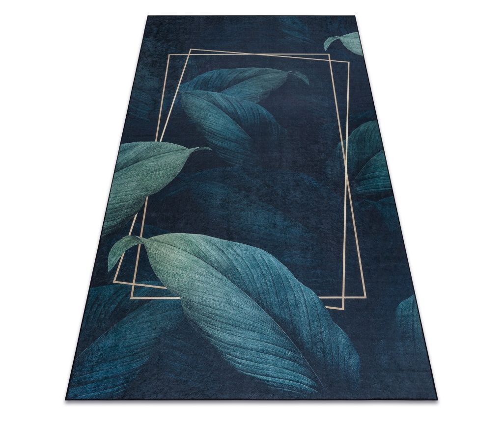 ANDRE 1170 pranje tepiha Lišće, geometrijski protuklizna - plava 80x150 cm