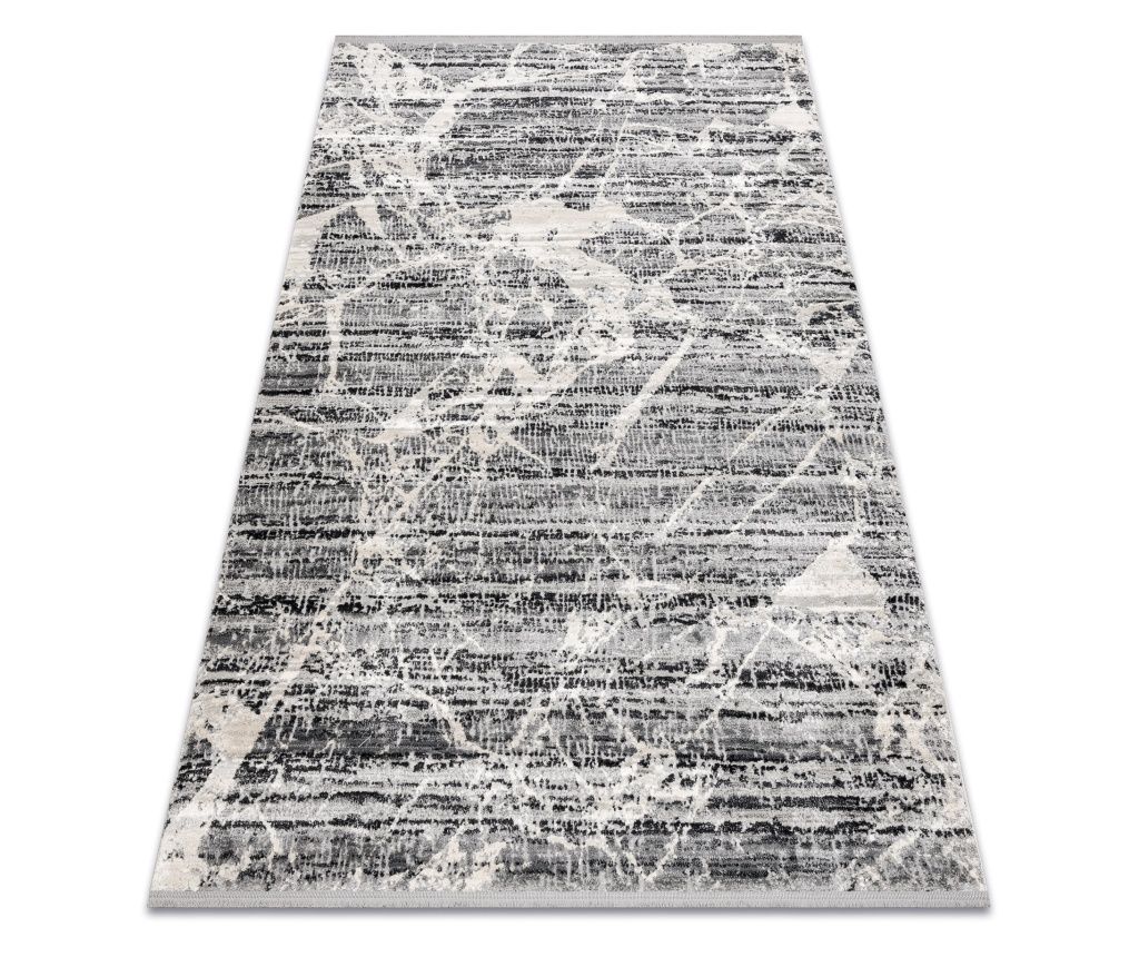 TULS Modern Rug, Textured, Fringed 51322 Marble Grey / Ivory 120x170 cm