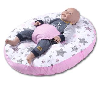 Perna multifunctionala Hanna Plus All Pink Stars,transformabila in perna gravide, alaptare si sezlong bebe