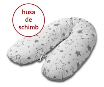 Husa bumbac detasabila pentru Perna gravide 3 in 1 Kidizi Lena, Galaxy Grey