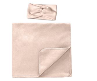 Set paturica si bentita din bumbac pentru nou-nascut Kidizi, Light Peach