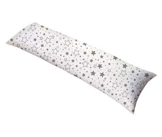 Perna pentru dormit lateral cu husa din bumbac detasabila 145x45 cm Kidizi Galaxy Grey Stars 0