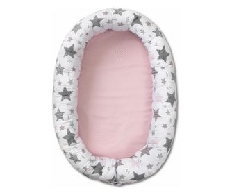 Baby nest multifunctional cu husa detasabila Kidizi All Pink Stars 90x50 cm