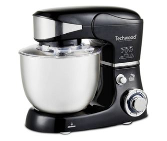 Mixer planetar Techwood TRO-1056, 1000W, 5 litri, 6 viteze, 3 atasamente, Negru/Inox