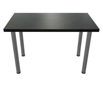 Masa dining / bucatarie, Mobiref, cu blat dublat 36 mm, 115 cm x 63 cm x 75 cm, Picioare crom lucios, reglabile, Negru