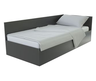 Pat de colt stanga Mobiref, 200 X 90 X 65 cm, PAL Negru 18 mm