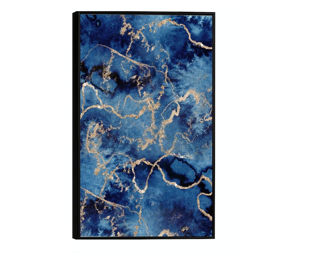 Keretezett poszterek, Abstract Clasic Blue and Gold, 21 x 30 cm, fekete keret