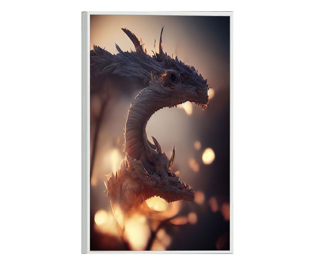 Tablou Poster Inramat, Abstract Dragons, 21 x 30 cm, Rama Alba