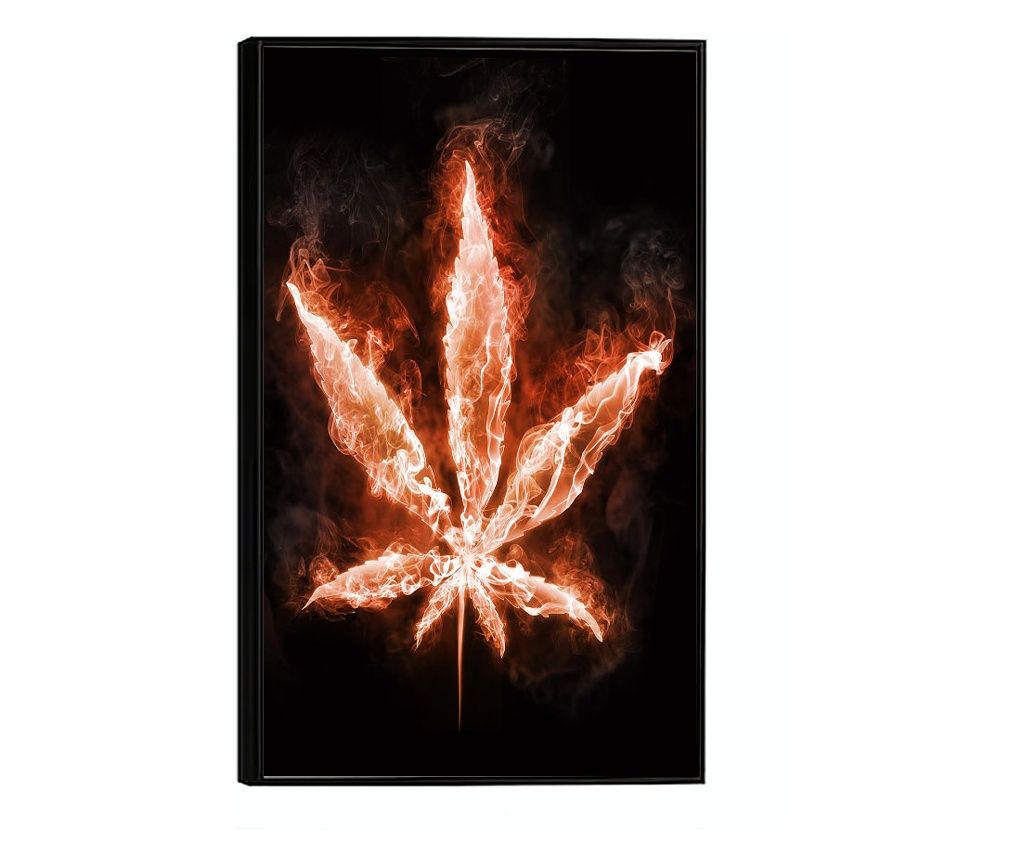 Tablou Poster Inramat, Fire Marijuana, 21 x 30 cm, Rama Neagra