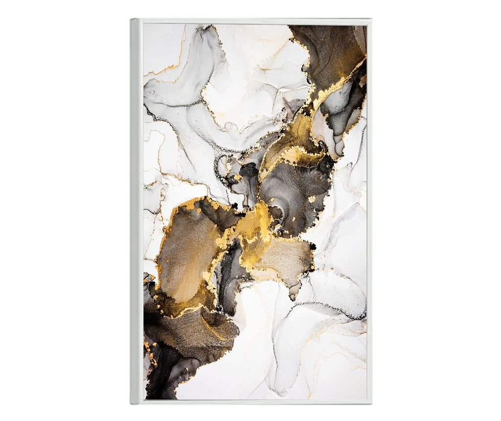 Tablou Poster Inramat, Golden Marble Shades, 21 x 30 cm, Rama Alba