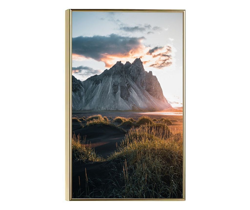 Keretezett poszterek, Rocky Mountain Landscape, 21 x 30 cm, Arany keret