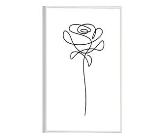 Tablou Poster Inramat, Rose Line Art, 80x60 cm, Rama Alba