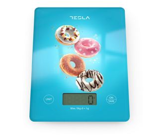 Кухненска везна Tesla KS100BL, 5 Kg, Функция ТАРА, LED дисплей, Син