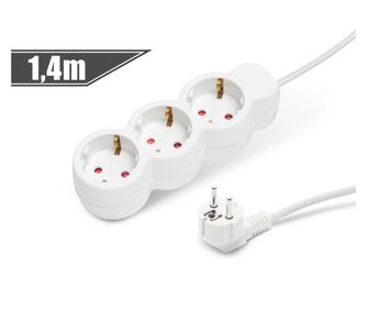 Delight - Hosszabbító kábel hármas elosztóval, 3x1 mm², 1,4 m