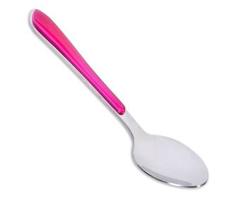 Лъжица Tableware, Десертна, Розова дръжка, Стомана, 14 см, Сив/Розов