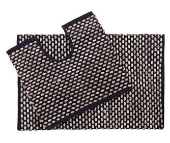 Комплект постелки Felis, 2 бр, За баня, Релефен дизайн, 80х50см, 50х45см, Микрофибър, Полиестер, Памук, Черен/Бежов