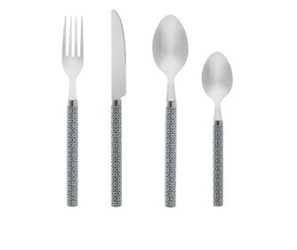 Комплект прибори Tableware, 12 части, Стомана, Пластмаса, 7,5х22 см, Сив/Бял