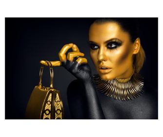 Samoljepljivi i praljivi zidni fototapet Portret žene u zlatno-crnoj boji1, 350 x 250 cm