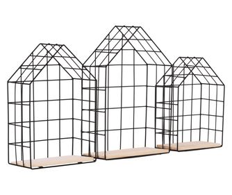 db függőpolc készlet natúr fa fém fekete Azuri 26x12,5x40 cm, 23x12x35 cm, 20x11,5x30 cm