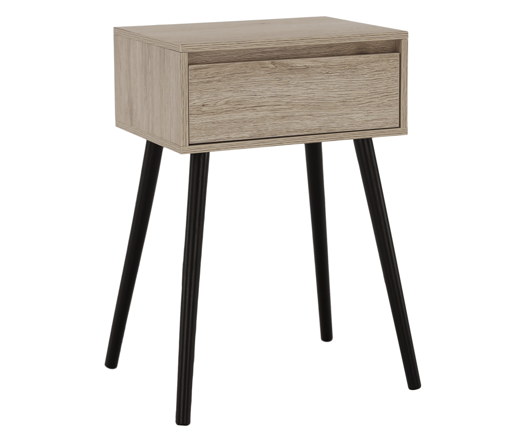 Noptiera mdf maro stejar negru Alysandra 40x30x60 cm