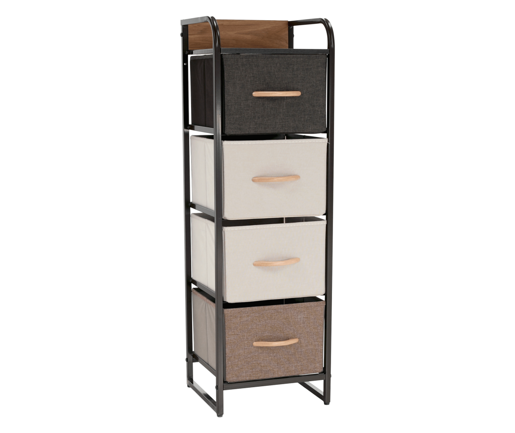 Predalnik Hazel s 4 predali iz blaga, bež/rjava, 31x29x99 cm